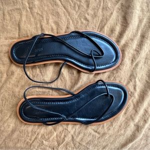 J CREW Black and Tan Leather Sandals Size 9